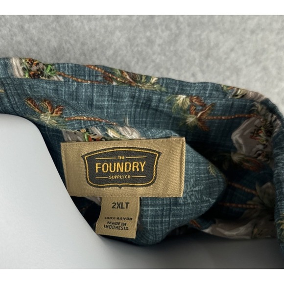 Foundry Men's Island Palm Tree Short Sleeve Button Down Shirt Size 2XLT - Picture 5 of 7